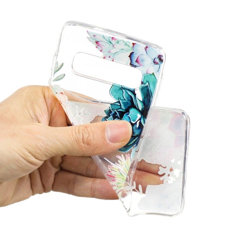 Hoesje voor Samsung Galaxy S10 Transparante Aquarelbloemen