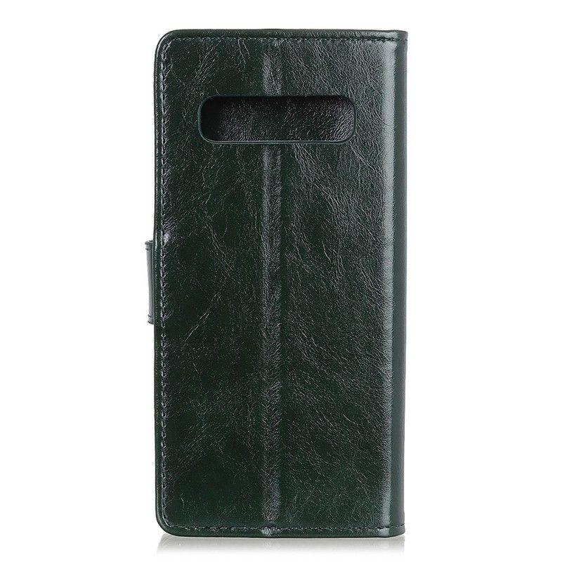 Leren Hoesje Samsung Galaxy S10 Groen Glanzend Leereffect