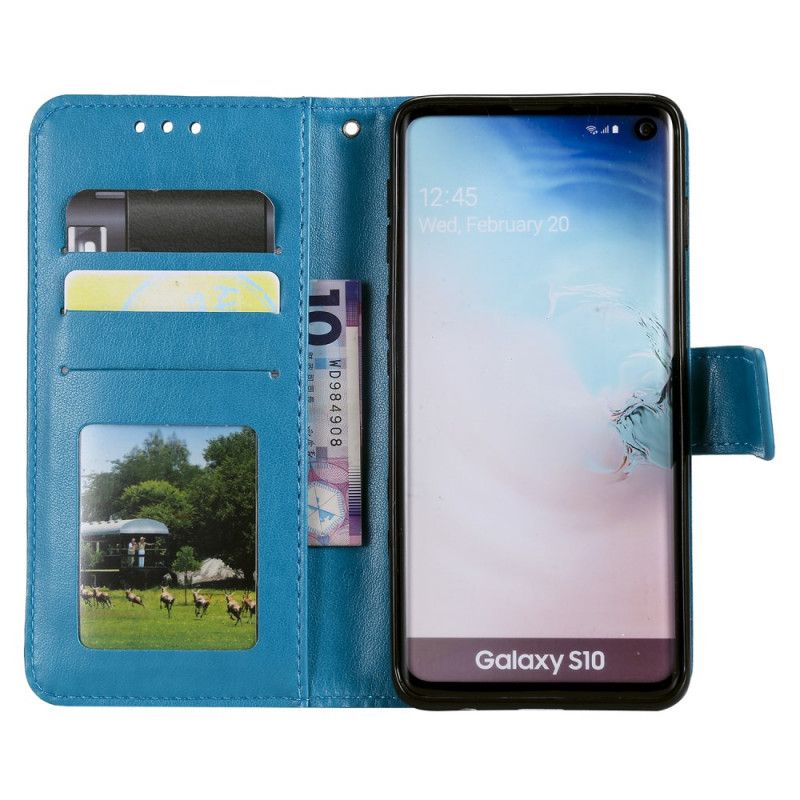 Leren Hoesje Samsung Galaxy S10 Magenta Grijs String Mijmering