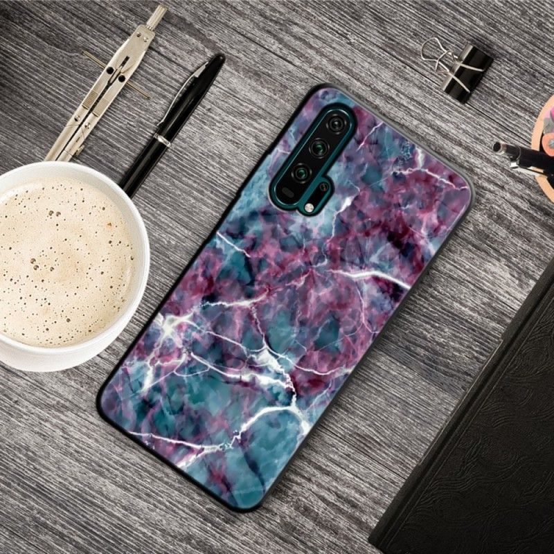 Hoesje Honor 20 Pro Telefoonhoesje Paars Marmer