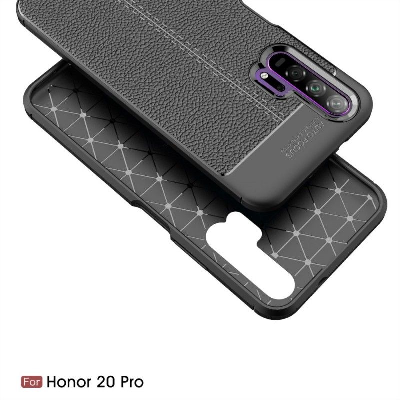 Hoesje Honor 20 Pro Zwart Dubbellijns Lychee Leereffect