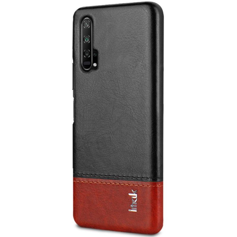 Hoesje voor Honor 20 Pro Rood Zwart Imak Ruiyi Serie Leereffect