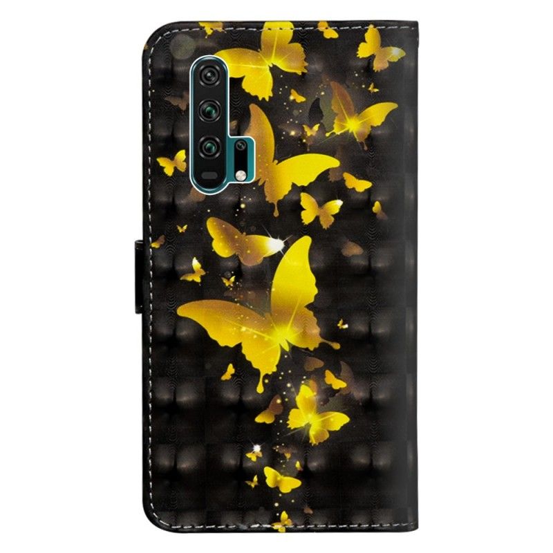 Leren Hoesje Honor 20 Pro Gele Vlinders