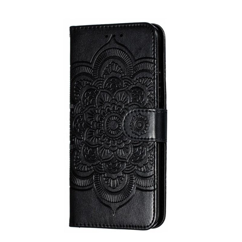 Leren Hoesje Honor 20 Pro Grijs Zwart Mandala Met Volledige Band