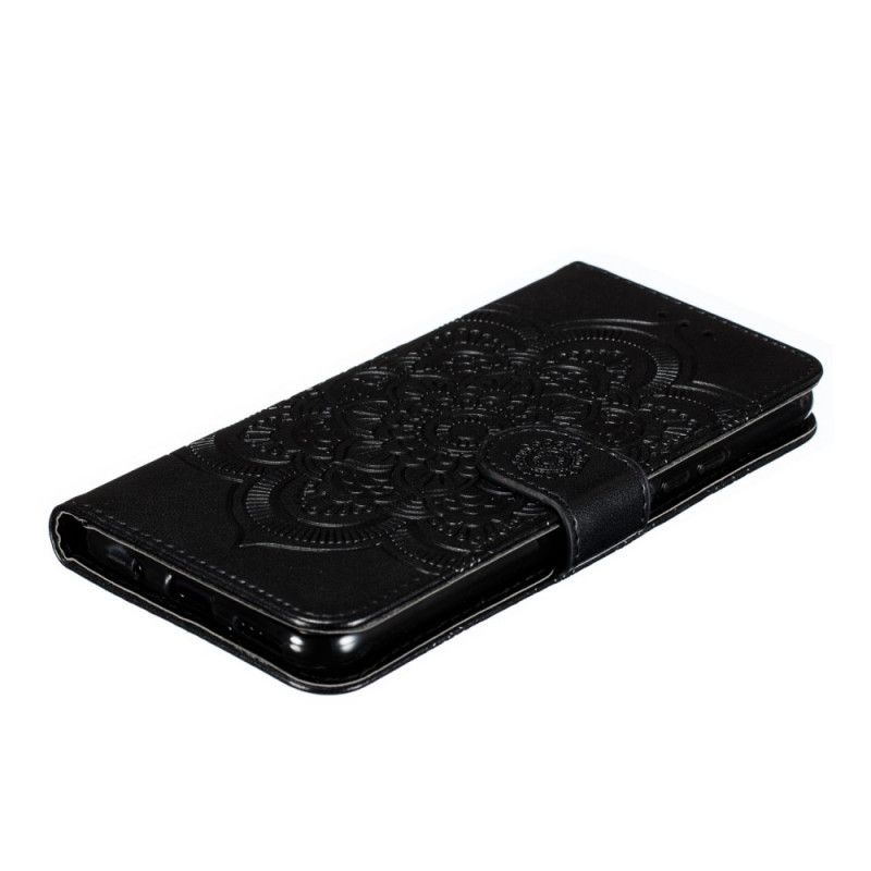 Leren Hoesje Honor 20 Pro Grijs Zwart Mandala Met Volledige Band