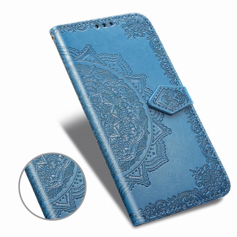 Leren Hoesje Honor 20 Pro Grijs Zwart Mandala Van Middelbare Leeftijd