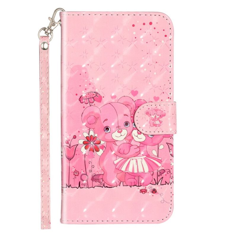 Leren Hoesje Honor 20 Pro Teddyberen Lichtvlekjes Met Riempje