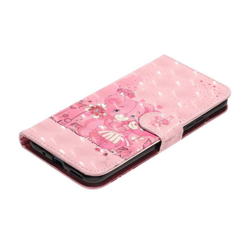 Leren Hoesje Honor 20 Pro Teddyberen Lichtvlekjes Met Riempje