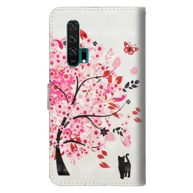 Leren Hoesje Honor 20 Pro Telefoonhoesje Roze Boom