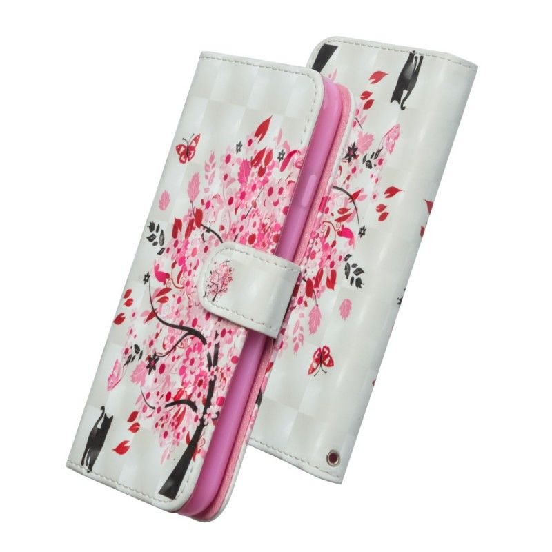 Leren Hoesje Honor 20 Pro Telefoonhoesje Roze Boom