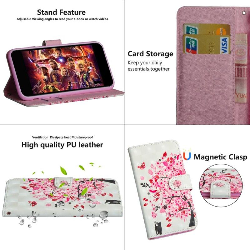 Leren Hoesje Honor 20 Pro Telefoonhoesje Roze Boom