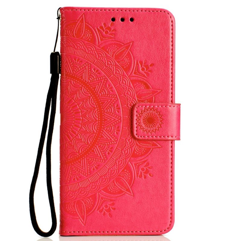 Leren Hoesje voor Honor 20 Pro Rood Grijs Zon Mandala