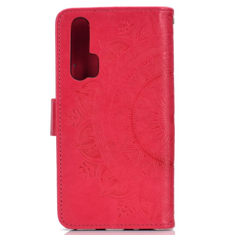 Leren Hoesje voor Honor 20 Pro Rood Grijs Zon Mandala