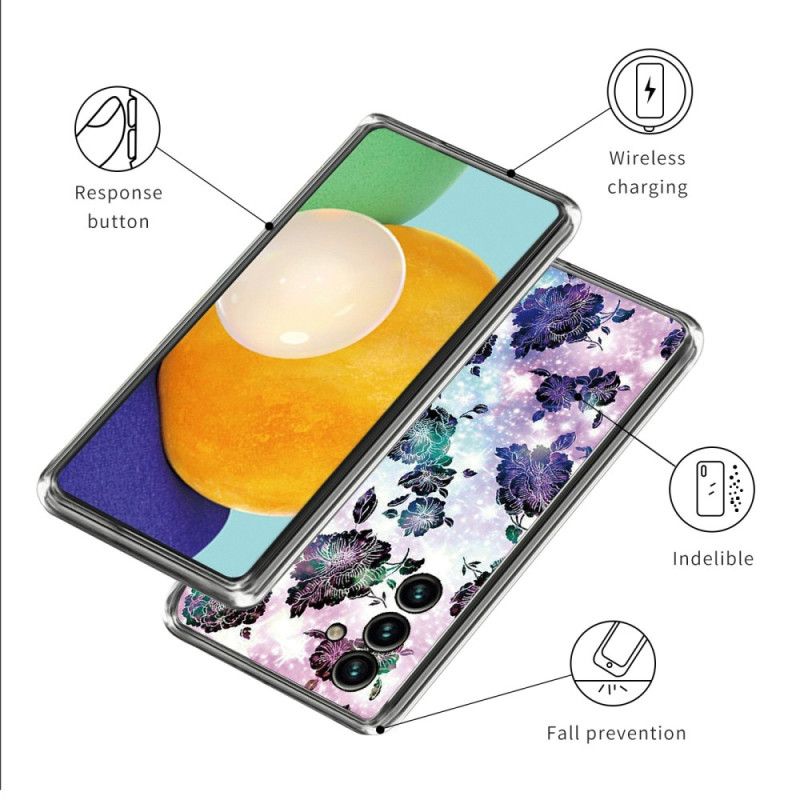 Hoesje Samsung Galaxy A15 5g Paarse Bloemen