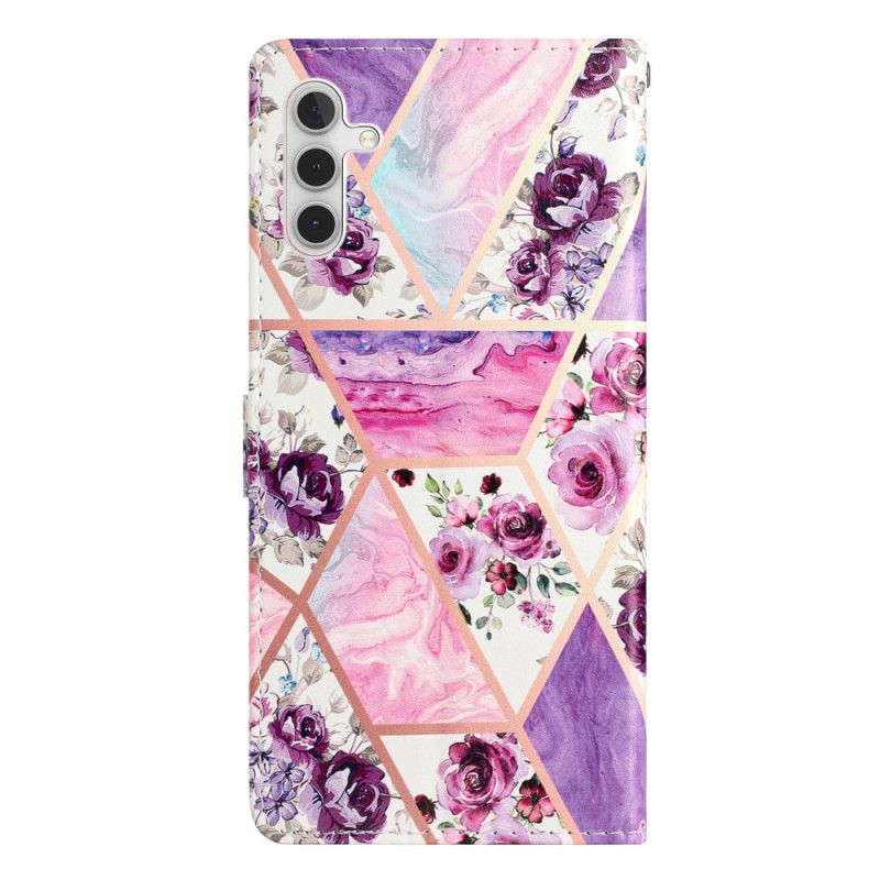 Leren Hoesje Samsung Galaxy A15 5g Paarse Bloemen In Lainère Bescherming Hoesje