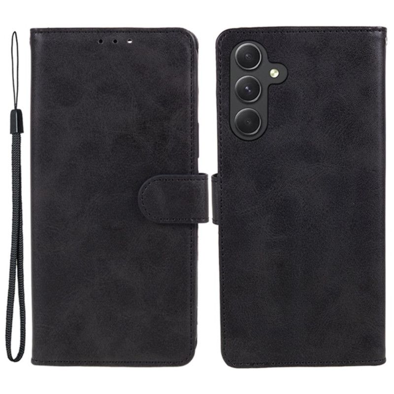 Leren Hoesje Voor Samsung Galaxy A15 5g Mat Lederen Stijl Met Riem