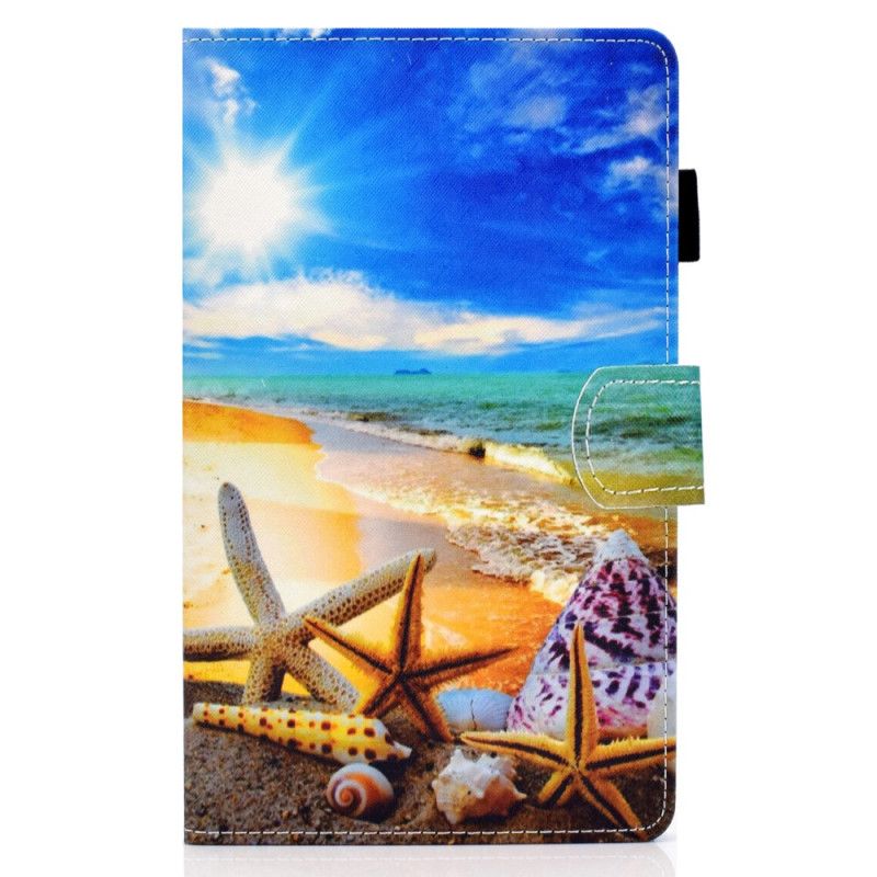 Bescherming Hoesje Samsung Galaxy Tab A7 Lichtblauw Donkerblauw Leuk Strand