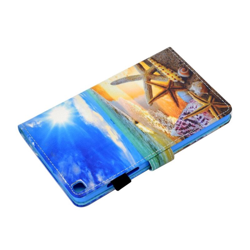 Bescherming Hoesje Samsung Galaxy Tab A7 Lichtblauw Donkerblauw Leuk Strand