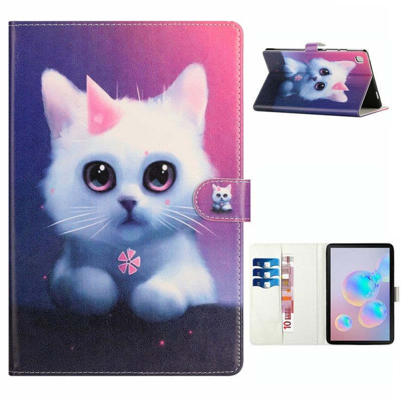 Cover Folio-hoesje Samsung Galaxy Tab A7 Telefoonhoesje Witte Kitten