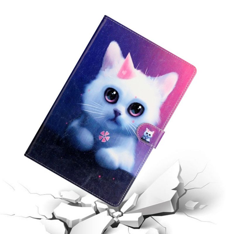 Cover Folio-hoesje Samsung Galaxy Tab A7 Telefoonhoesje Witte Kitten