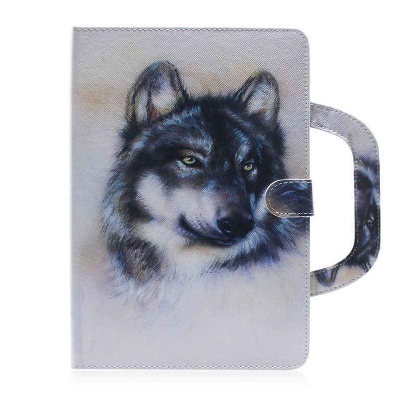 Cover Folio-hoesje Samsung Galaxy Tab A7 Telefoonhoesje Wolf Met Handvat