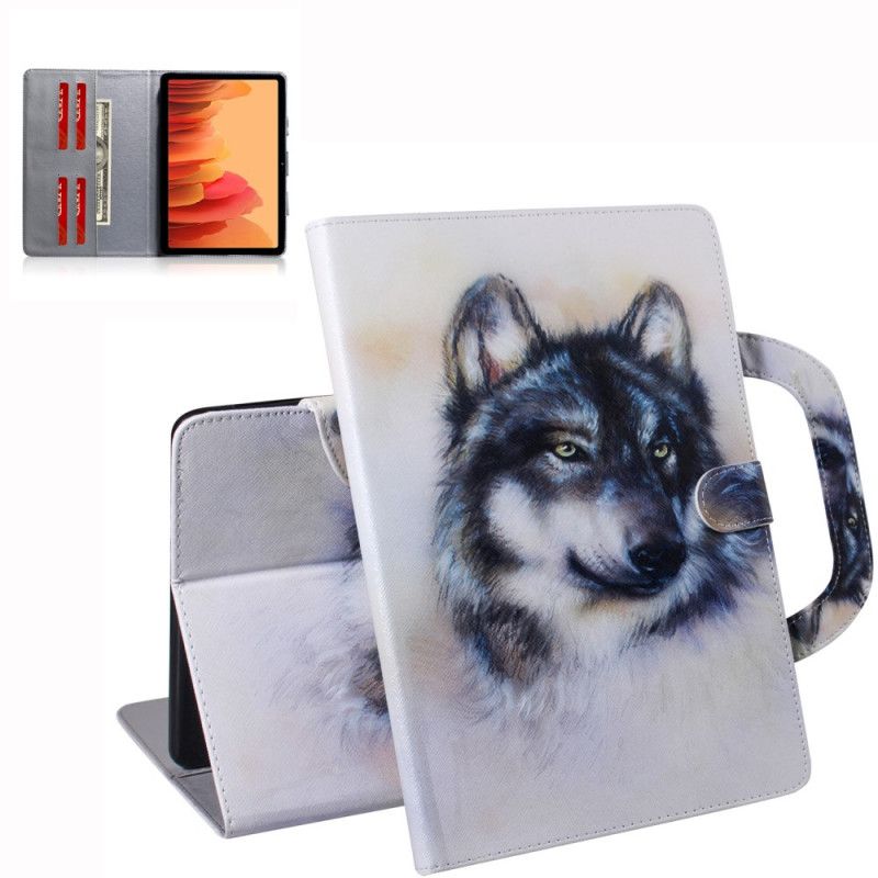 Cover Folio-hoesje Samsung Galaxy Tab A7 Telefoonhoesje Wolf Met Handvat