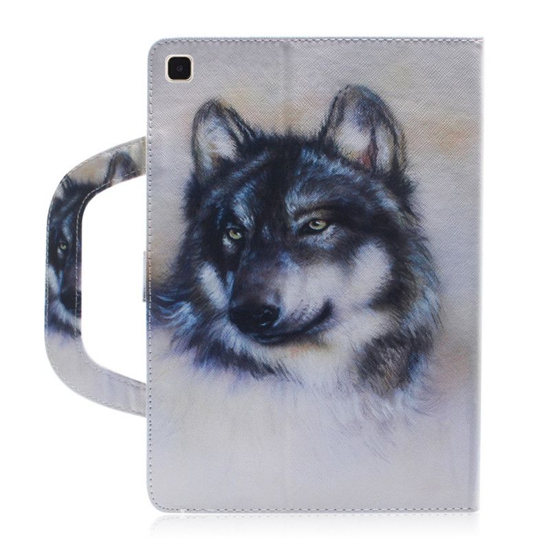 Cover Folio-hoesje Samsung Galaxy Tab A7 Telefoonhoesje Wolf Met Handvat