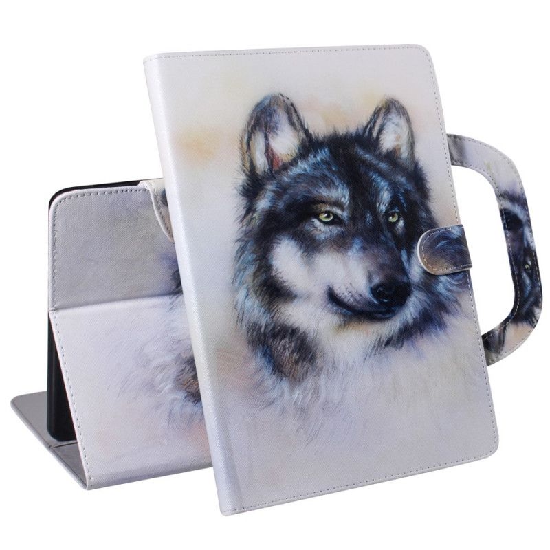 Cover Folio-hoesje Samsung Galaxy Tab A7 Telefoonhoesje Wolf Met Handvat