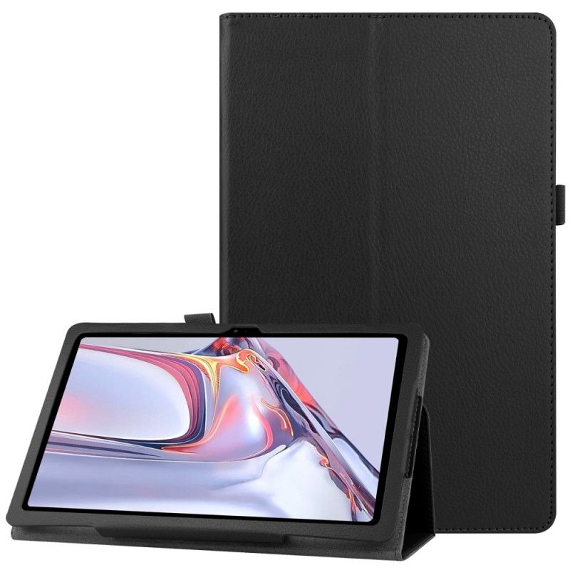 Cover Samsung Galaxy Tab A7 Wit Zwart Lychee Kunstleer