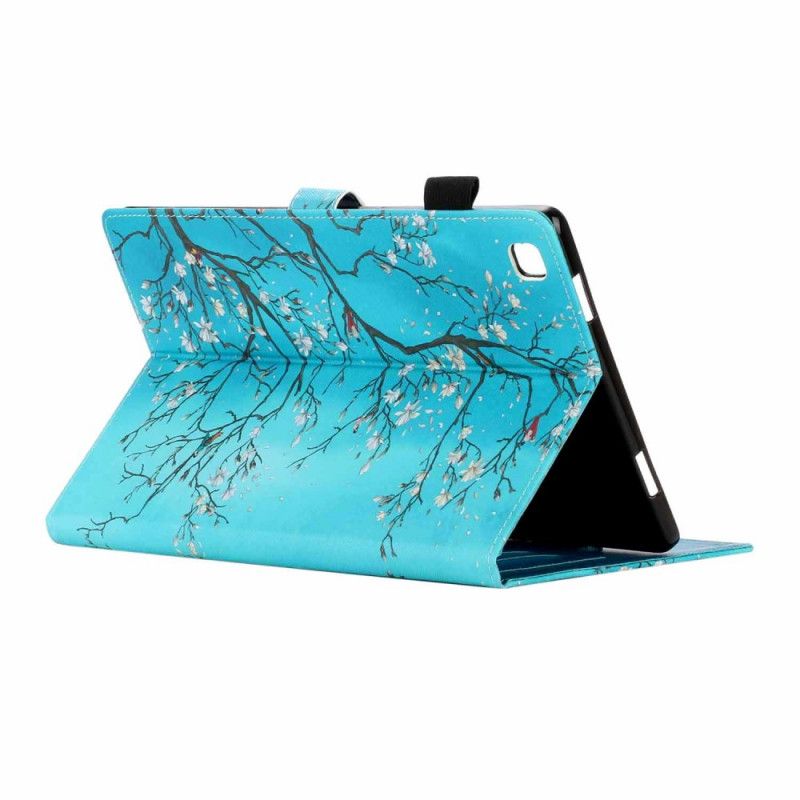 Flip Case Leren Samsung Galaxy Tab A7 Bloeiende Takken