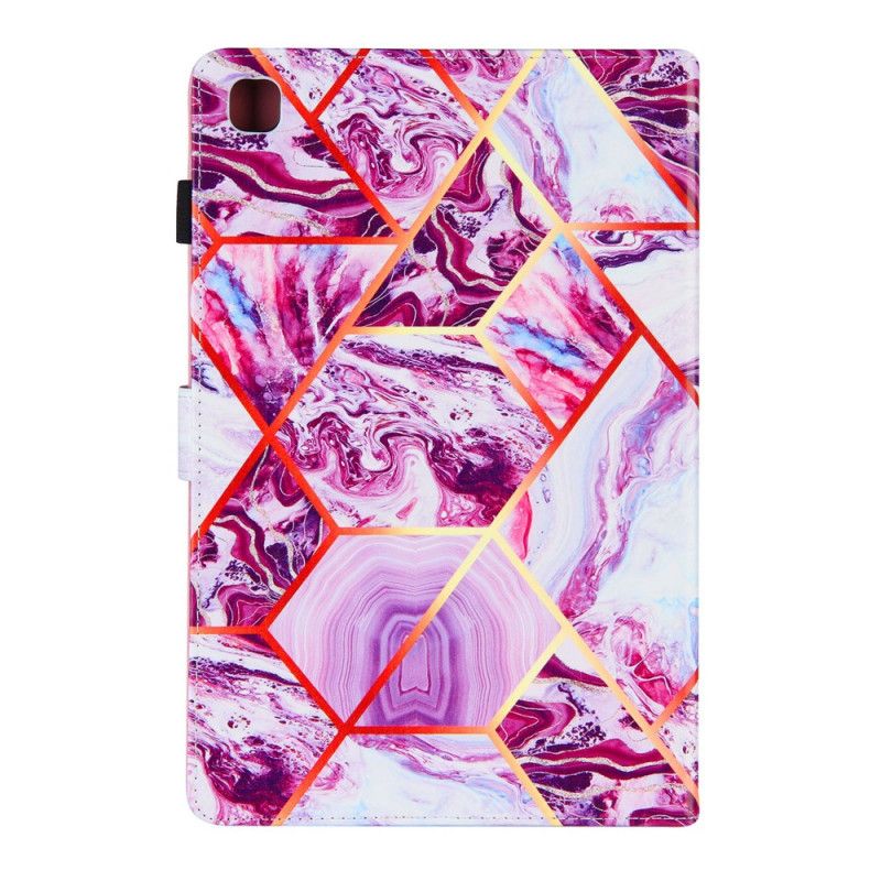 Flip Case Leren Samsung Galaxy Tab A7 Donkerblauw Roze Marmeren Variant