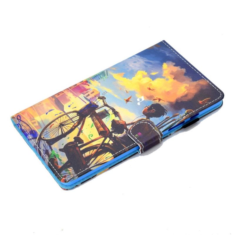 Flip Case Leren Samsung Galaxy Tab A7 Fiets Art