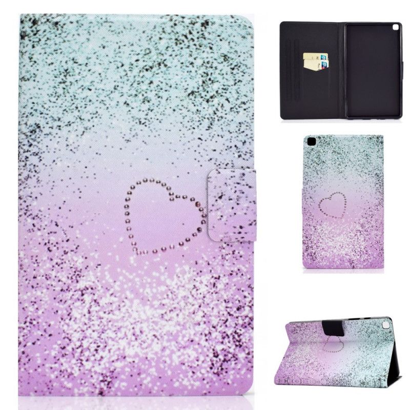 Flip Case Leren Samsung Galaxy Tab A7 Groen Roze Glanzende Pailletten