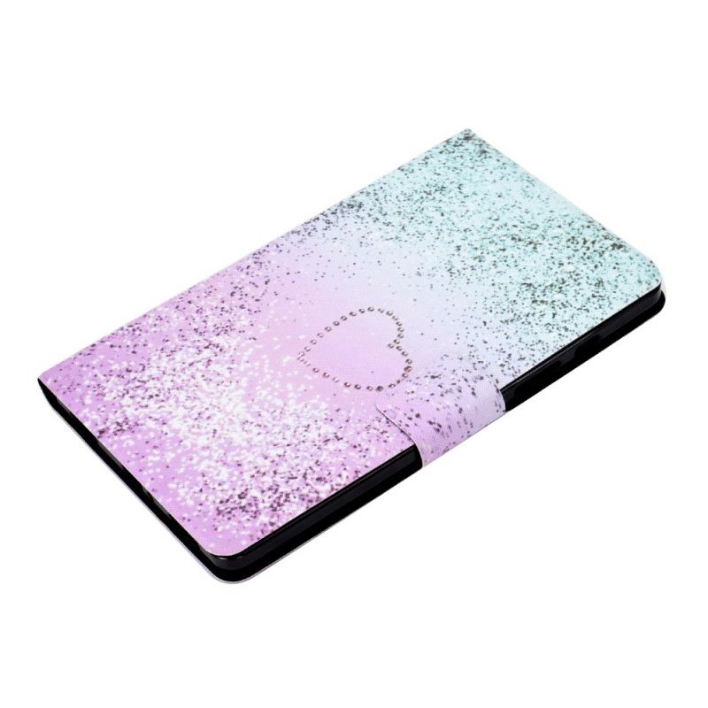 Flip Case Leren Samsung Galaxy Tab A7 Groen Roze Glanzende Pailletten