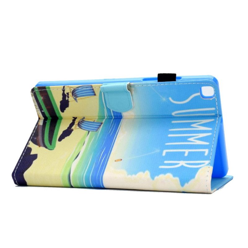 Flip Case Leren Samsung Galaxy Tab A7 Lichtblauw Groen Strand