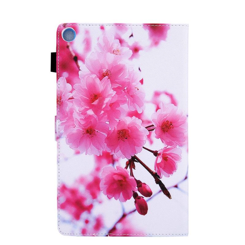 Flip Case Leren Samsung Galaxy Tab A7 Lichtblauw Magenta Droombloemen