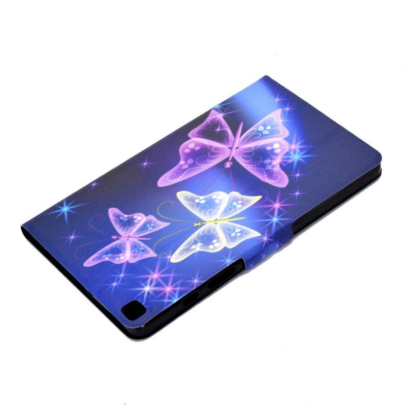 Flip Case Leren Samsung Galaxy Tab A7 Paars Donkerblauw Vlinders