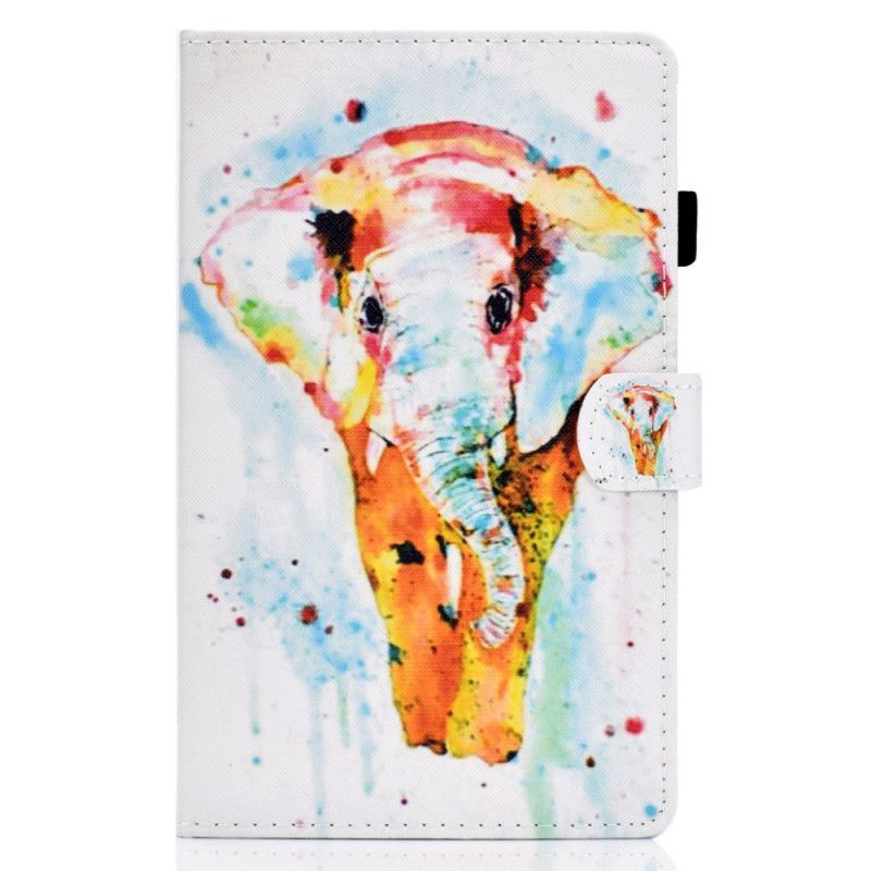 Leren Hoesje Samsung Galaxy Tab A7 Aquarel Olifant