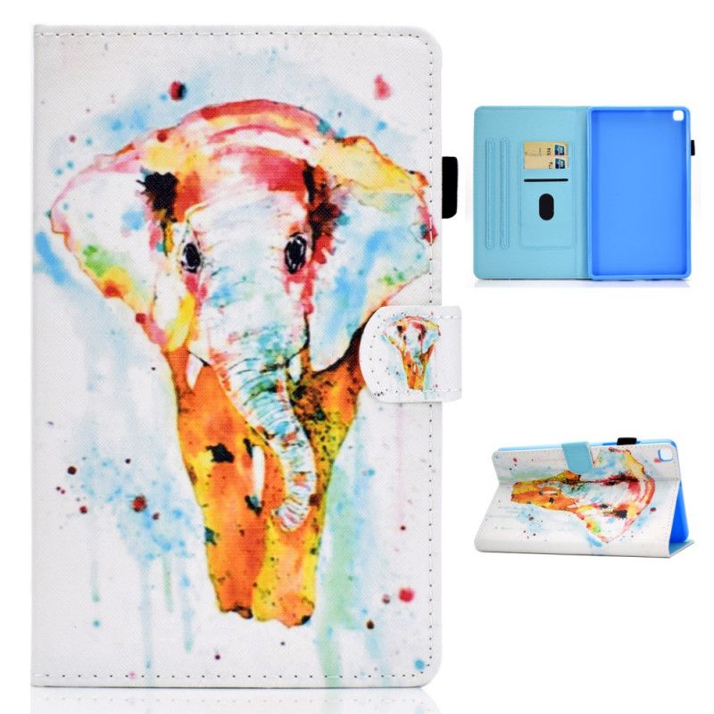 Leren Hoesje Samsung Galaxy Tab A7 Aquarel Olifant