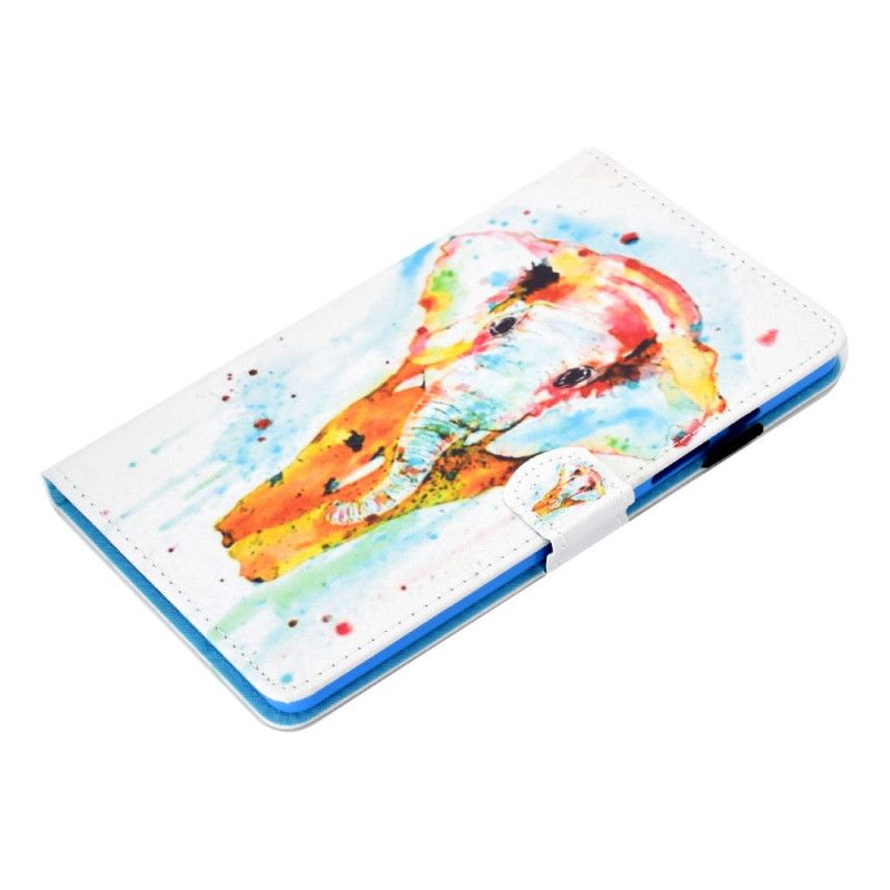 Leren Hoesje Samsung Galaxy Tab A7 Aquarel Olifant