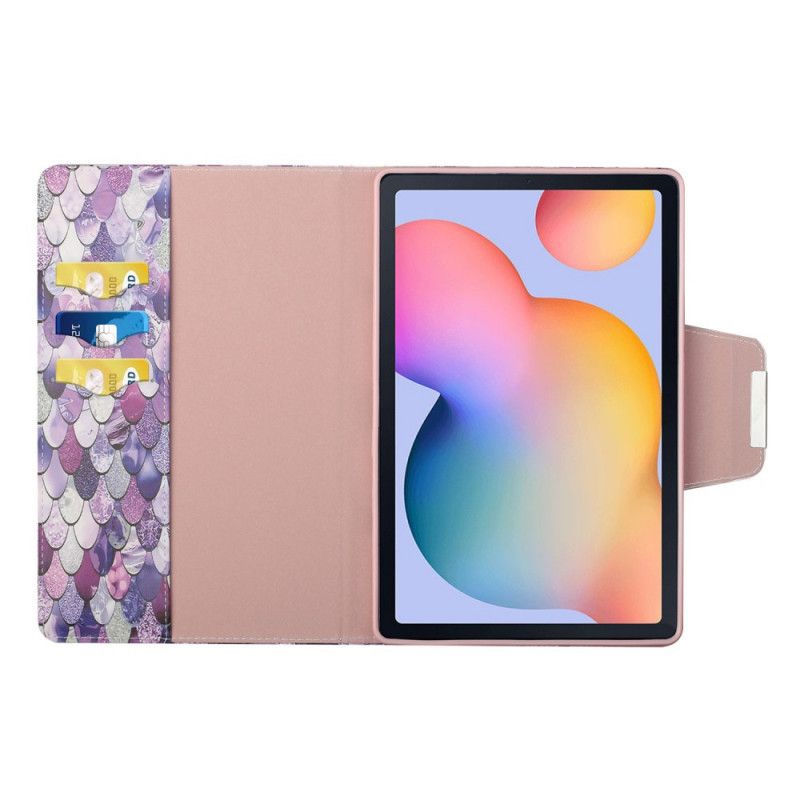 Leren Hoesje Samsung Galaxy Tab A7 Lichtpaars Paars Designer Pailletten