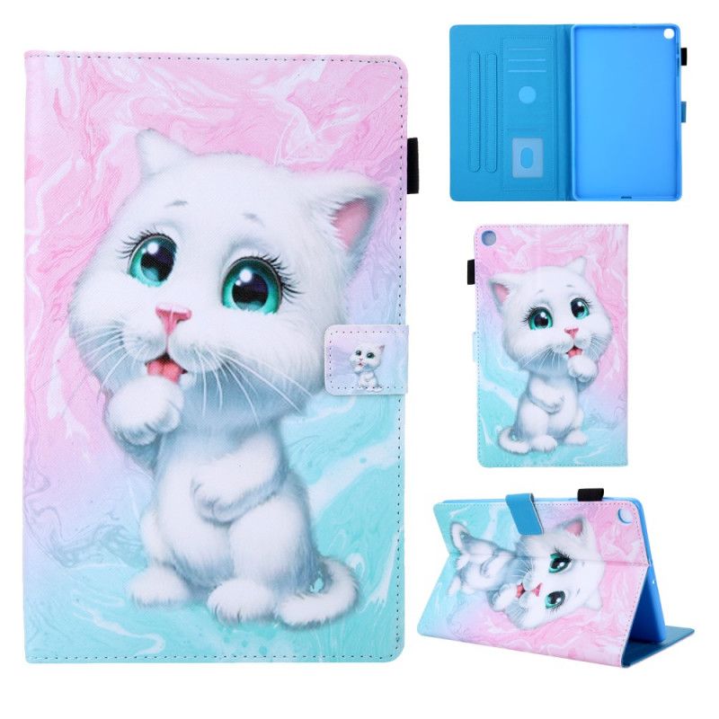 Leren Hoesje Samsung Galaxy Tab A7 Marmeren Kitten