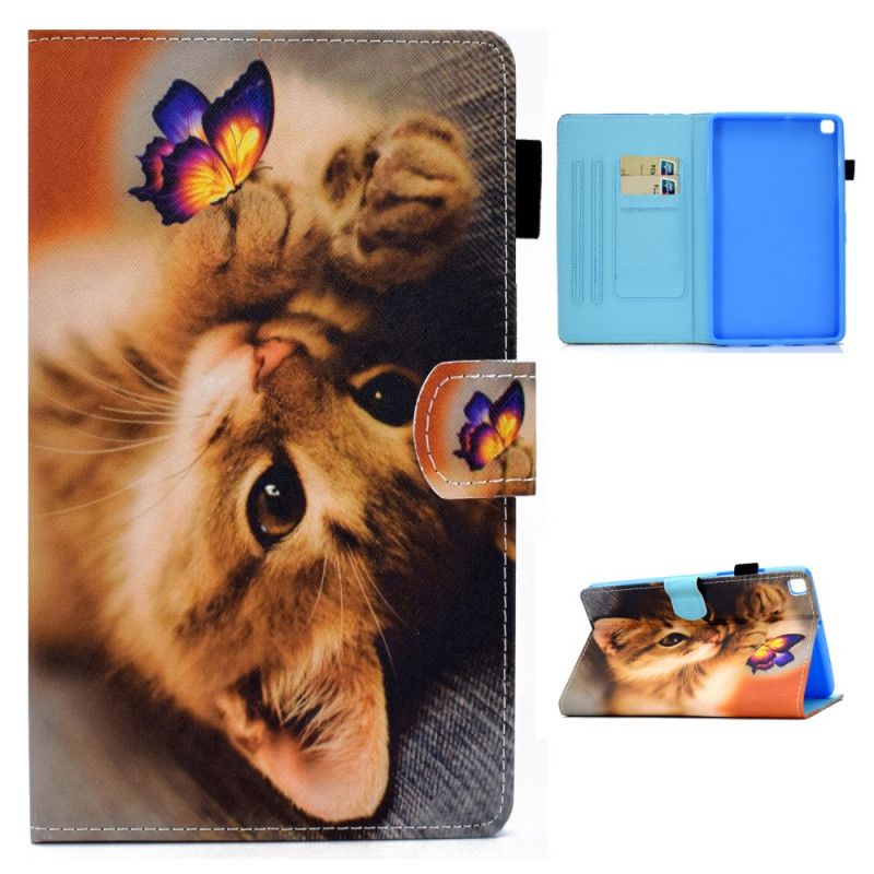 Leren Hoesje Samsung Galaxy Tab A7 Mijn Kitten En Vlinder