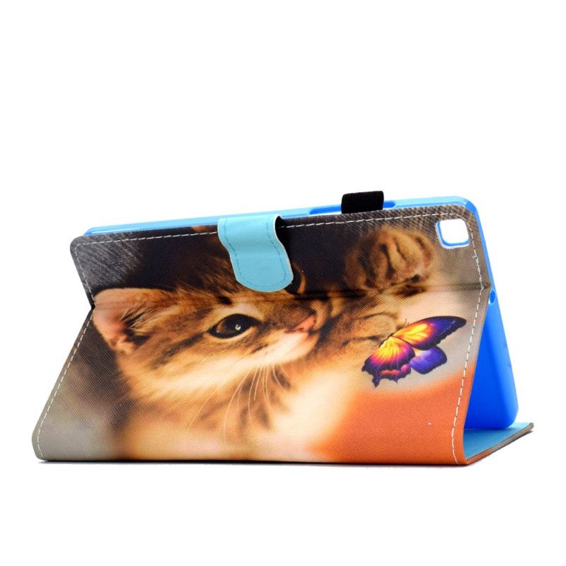 Leren Hoesje Samsung Galaxy Tab A7 Mijn Kitten En Vlinder