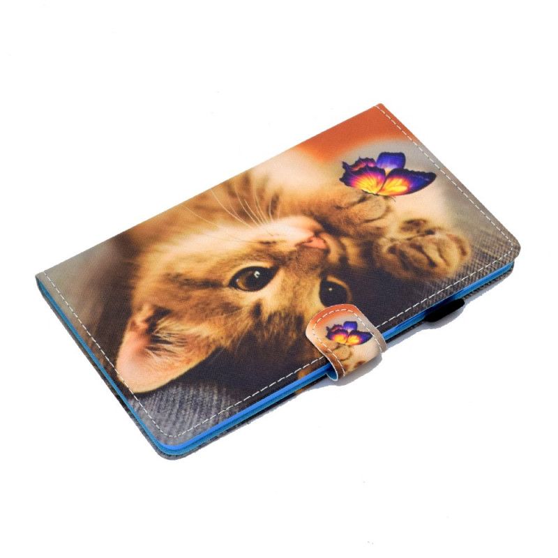 Leren Hoesje Samsung Galaxy Tab A7 Mijn Kitten En Vlinder