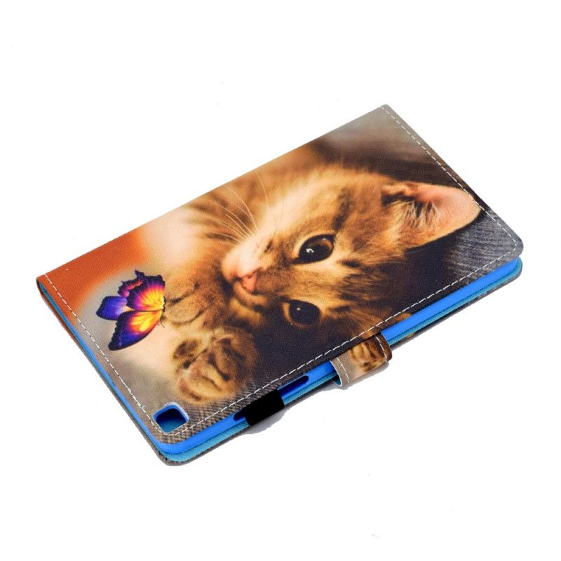 Leren Hoesje Samsung Galaxy Tab A7 Mijn Kitten En Vlinder