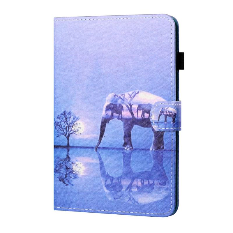 Leren Hoesje Samsung Galaxy Tab A7 Olifant Art