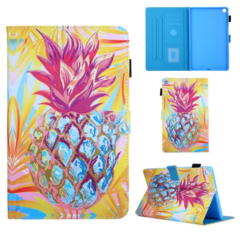 Leren Hoesje Samsung Galaxy Tab A7 Telefoonhoesje Oranje Ananas