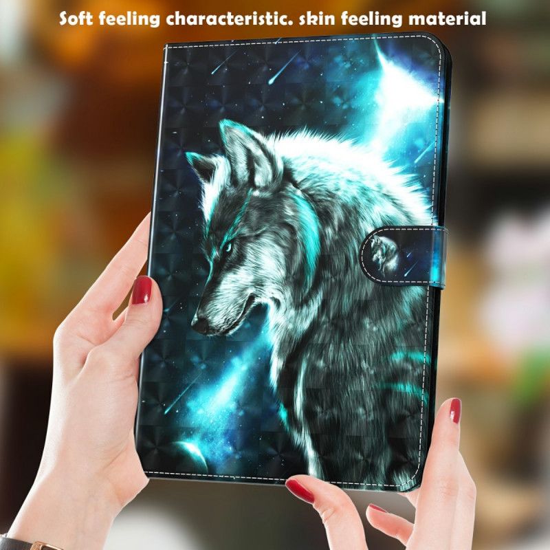 Leren Hoesje Samsung Galaxy Tab A7 Telefoonhoesje Wilde Wolf Lichtvlek