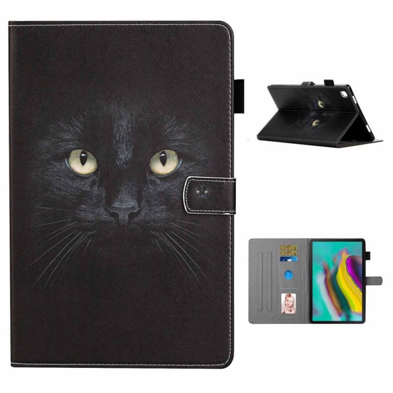 Leren Hoesje Samsung Galaxy Tab A7 Telefoonhoesje Zwarte Kattenogen